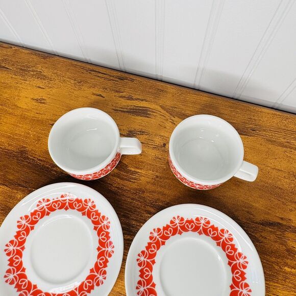notNeutral Espresso Cappuccino MCM Red White 2 Cups 4 Saucers  3oz. Poland 6pc - Picture 6 of 11